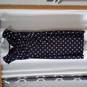 Navy and tan polkadot dress